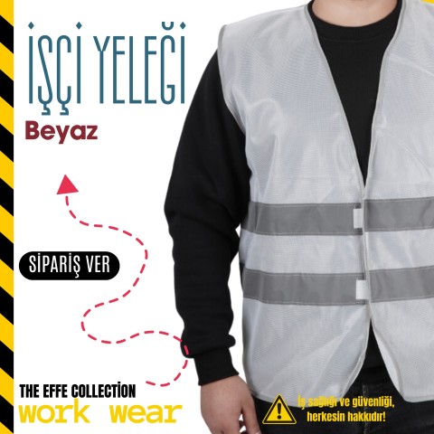 İkaz Yeleği İşçi Beyaz