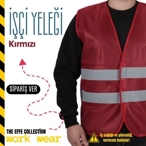 İkaz Yeleği İşçi Kırmızı