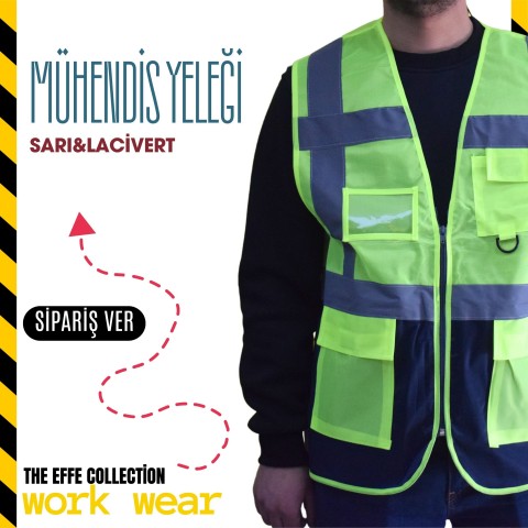 Mühendis İkaz Yeleği Sarı&lacivert