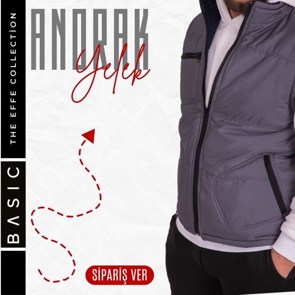 Kartmix Basic  Anorak Yelek 3 Cepli Gri