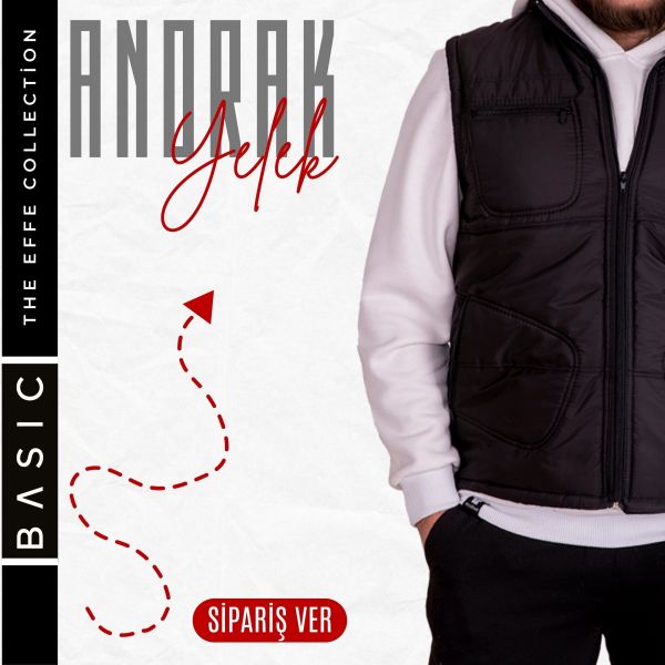 Kartmix Basic  Anorak Yelek 3 Cepli Siyah