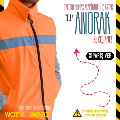 Work Wear Anorak İşçi Yeleği / Turuncu
